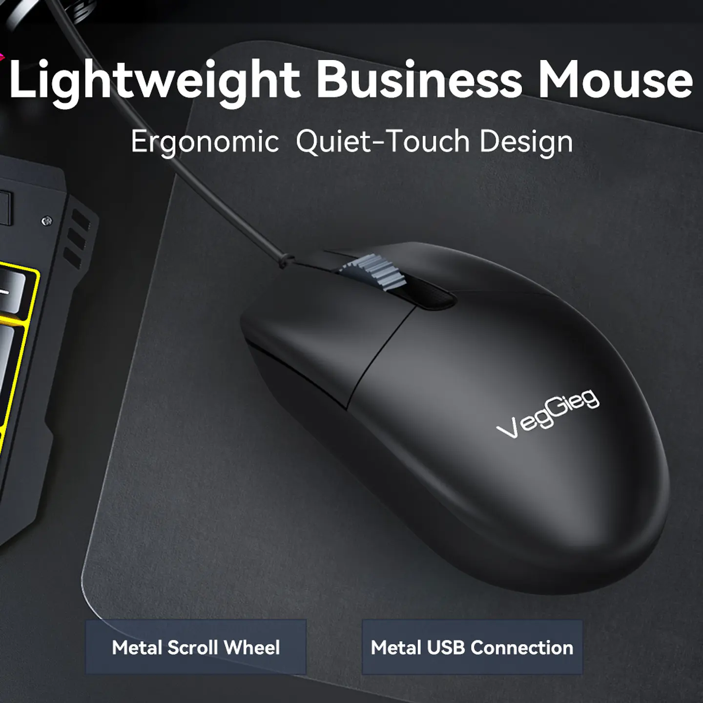 Mouse Con Cable Veggieg G005 Usb Oficina 1.8m 3 Botones 4