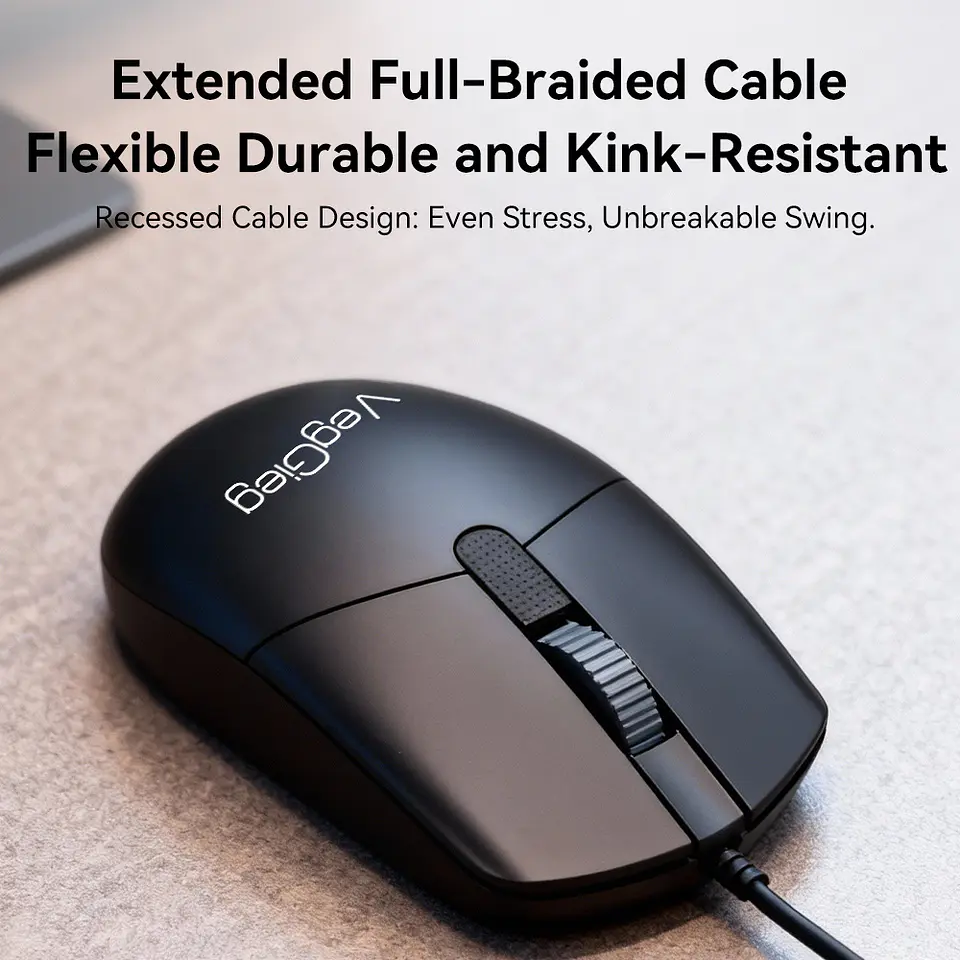Mouse Con Cable Veggieg G005 Usb Oficina 1.8m 3 Botones 5