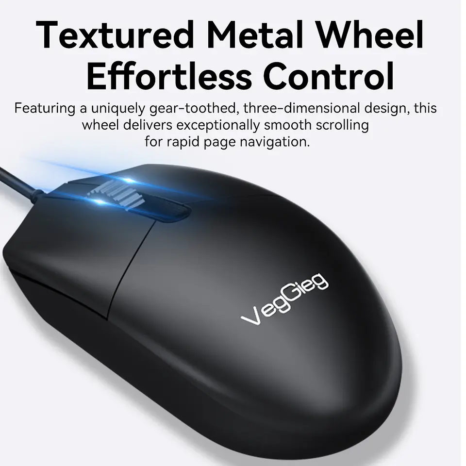 Mouse Con Cable Veggieg G005 Usb Oficina 1.8m 3 Botones 6