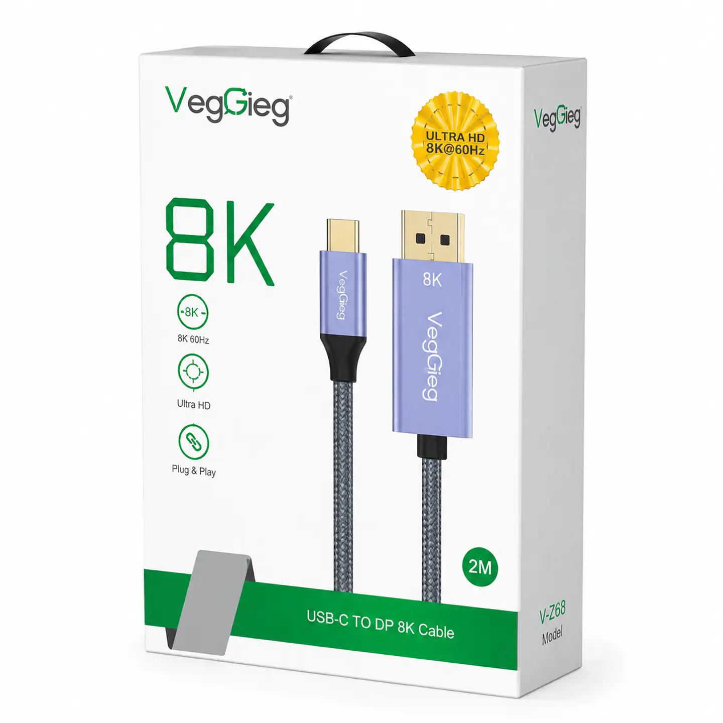 Cable Adaptador Usb-c A Displayport Veggieg 8k 60hz 4k 144hz 2