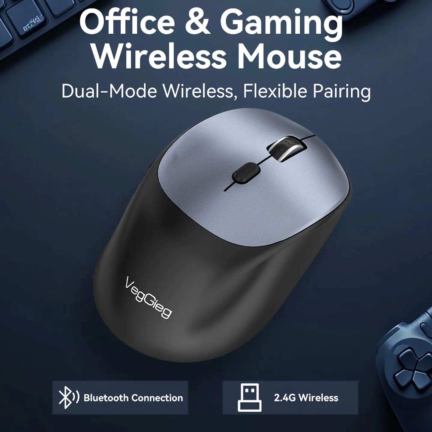 Mouse Veggieg G880 Inalámbrico Conexión 2.4 Ghz + Bluetooth 4