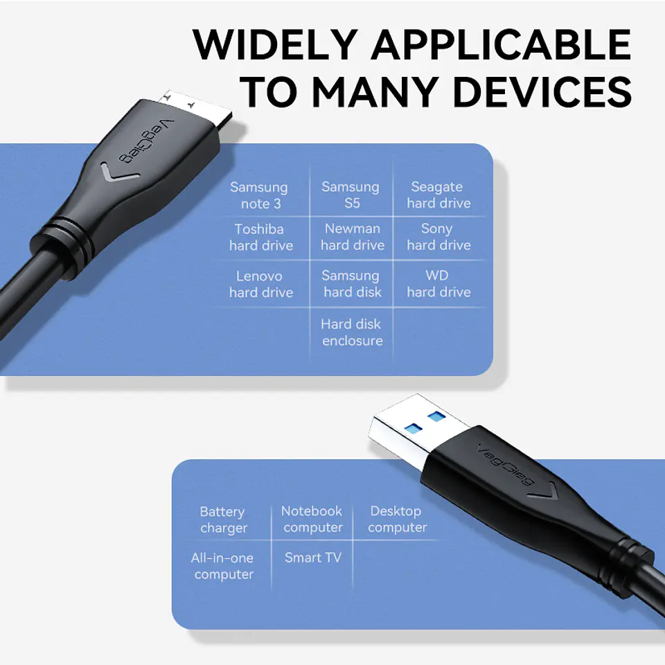 Cable Usb 3.0 A A Micro-b Veggieg V-u318 Para Disco Duro Hdd 5