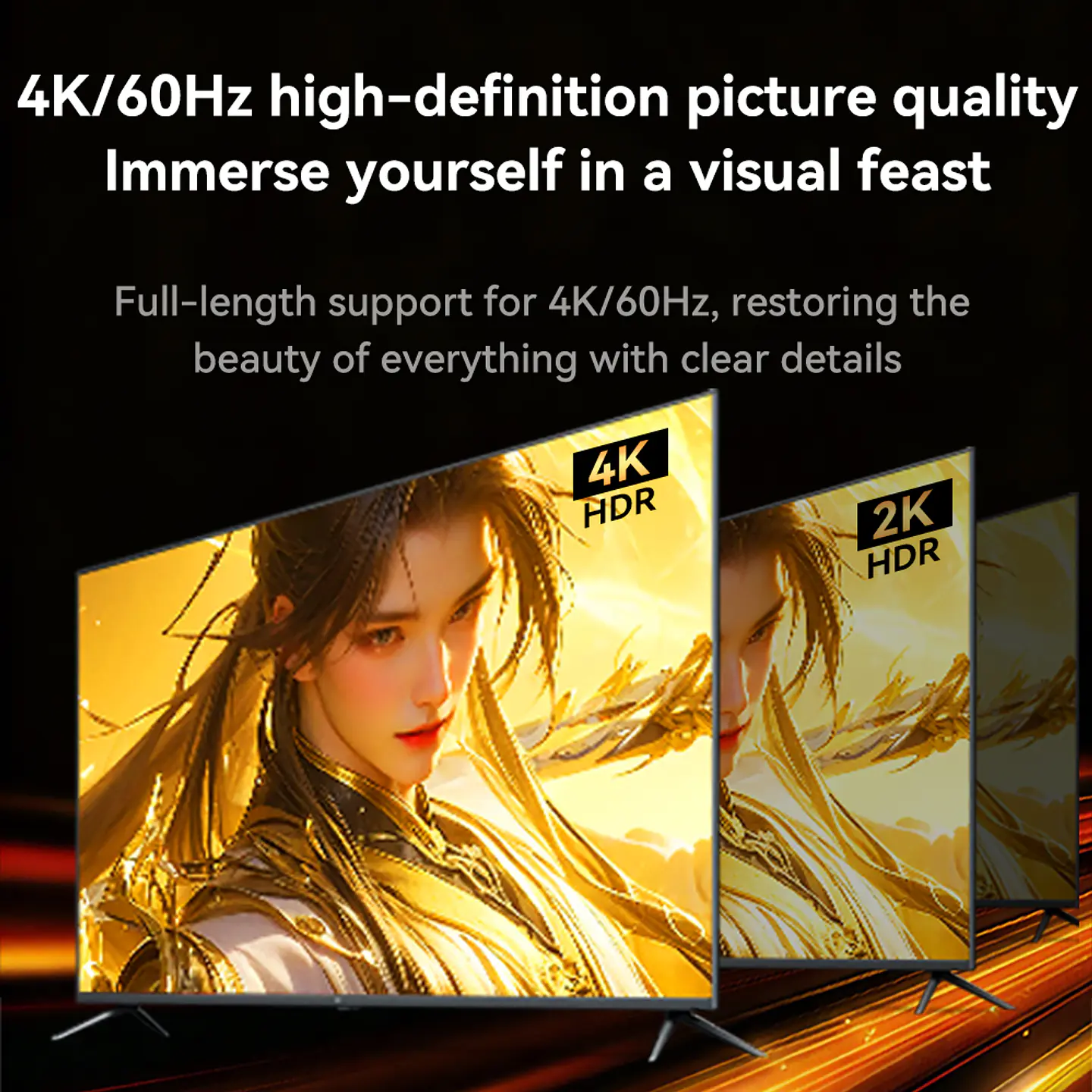 Cable Hdmi Fibra Optica Veggieg 4k 60hz Hdmi 2.0 Para Proyector Auditorios Salas Pantallas Hdr Arc 3d Visual Effect 2