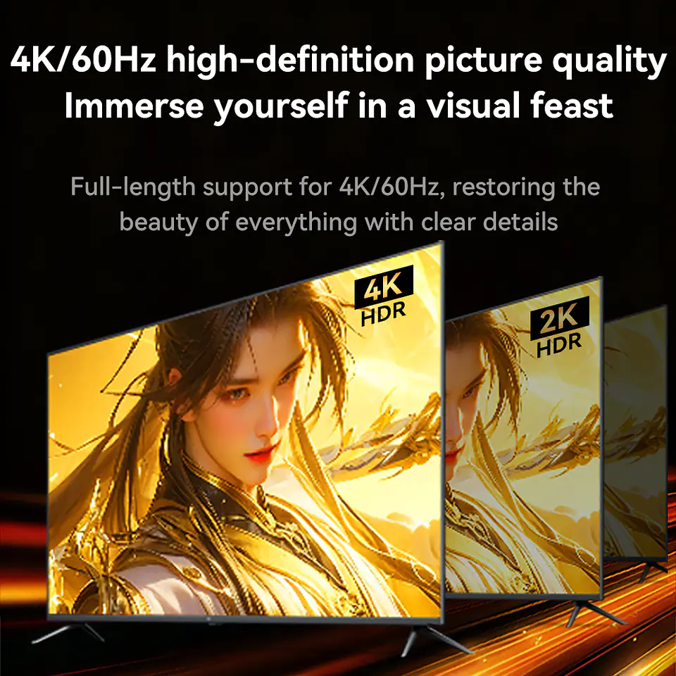 Cable Hdmi Fibra Optica Veggieg 4k 60hz Hdmi 2.0 Para Proyector Auditorios Salas Pantallas Hdr Arc 3d Visual Effect 2