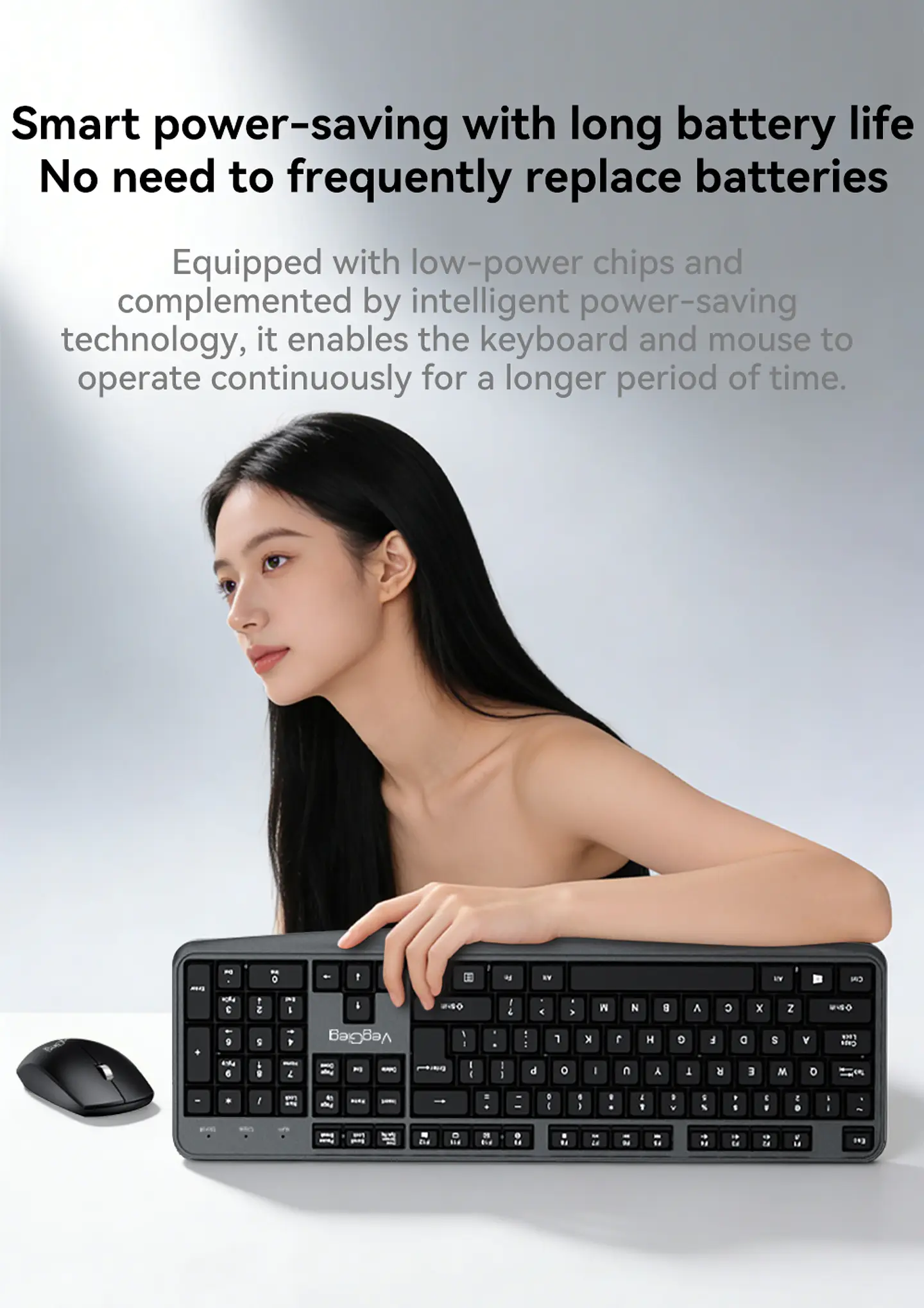 Kit Teclado Y Mouse Veggieg Mk700 Inalambrico Para Oficina 8