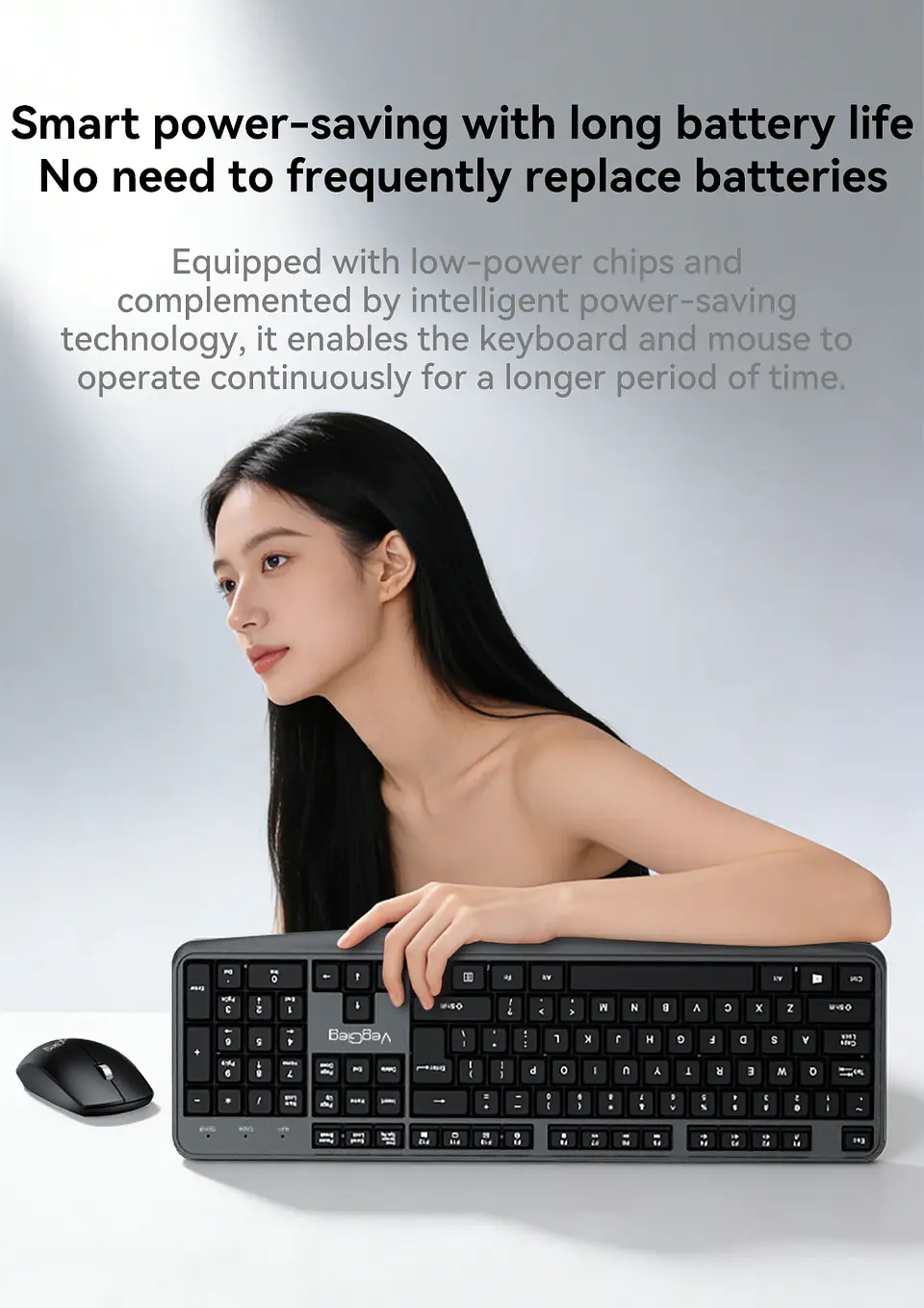 Kit Teclado Y Mouse Veggieg Mk700 Inalambrico Para Oficina 8
