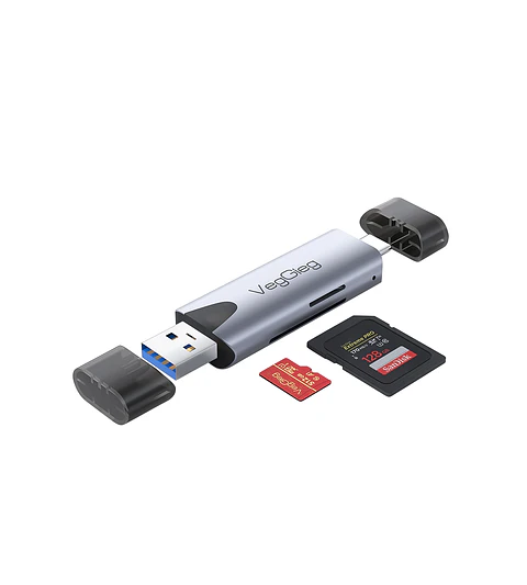 Lector De Tarjetas Sd Micro Sd 2 En 1 Usb-c Usb 3.0 Veggieg