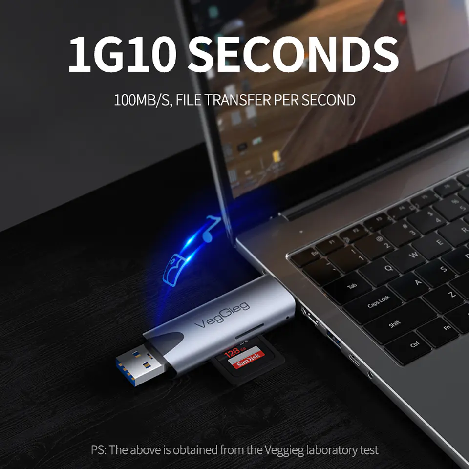 Lector De Tarjetas Sd Micro Sd 2 En 1 Usb-c Usb 3.0 Veggieg 8