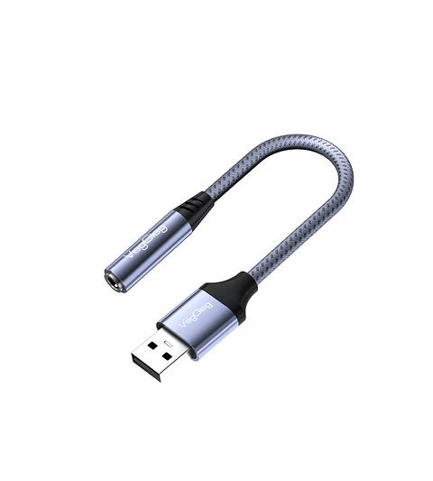 Tarjeta De Sonido Externa Usb Veggieg V-k203  Usb-a A Jack