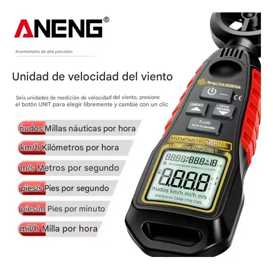Anemómetro Digital Aneng Gn302 2