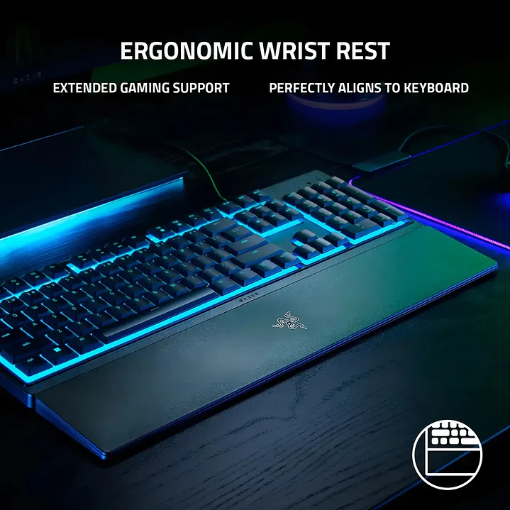 Teclado Gamer Razer Ornata V3 X Full Size Membrana Silenciosa Chroma RGB con Reposamuñecas Negro 8