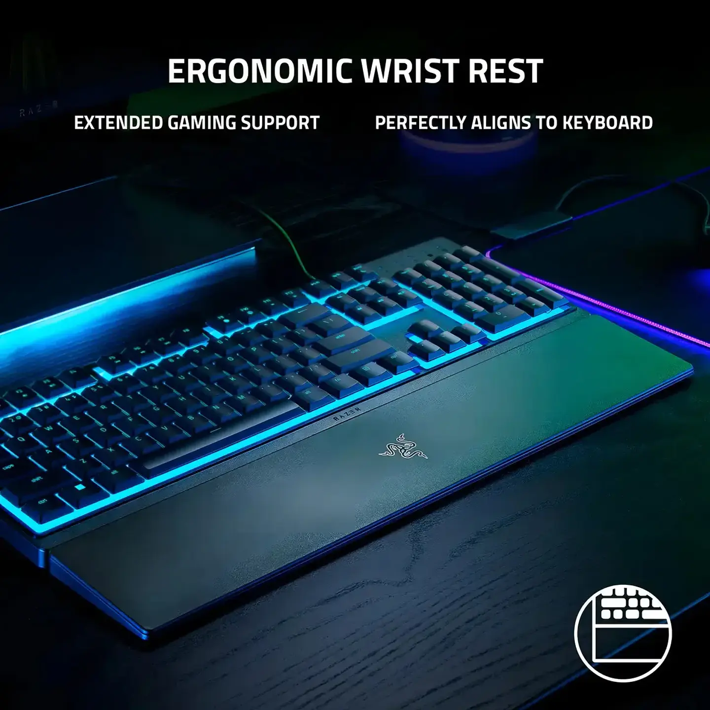 Teclado Gamer Razer Ornata V3 X Full Size Membrana Silenciosa Chroma RGB con Reposamuñecas Negro 8