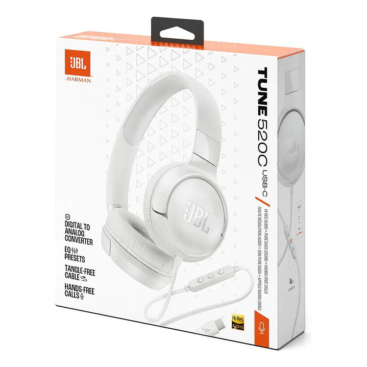Audífonos Cableados JBL Tune 520C USB-C On-Ear Hi-Res Pure Bass con Micrófono y Control 14