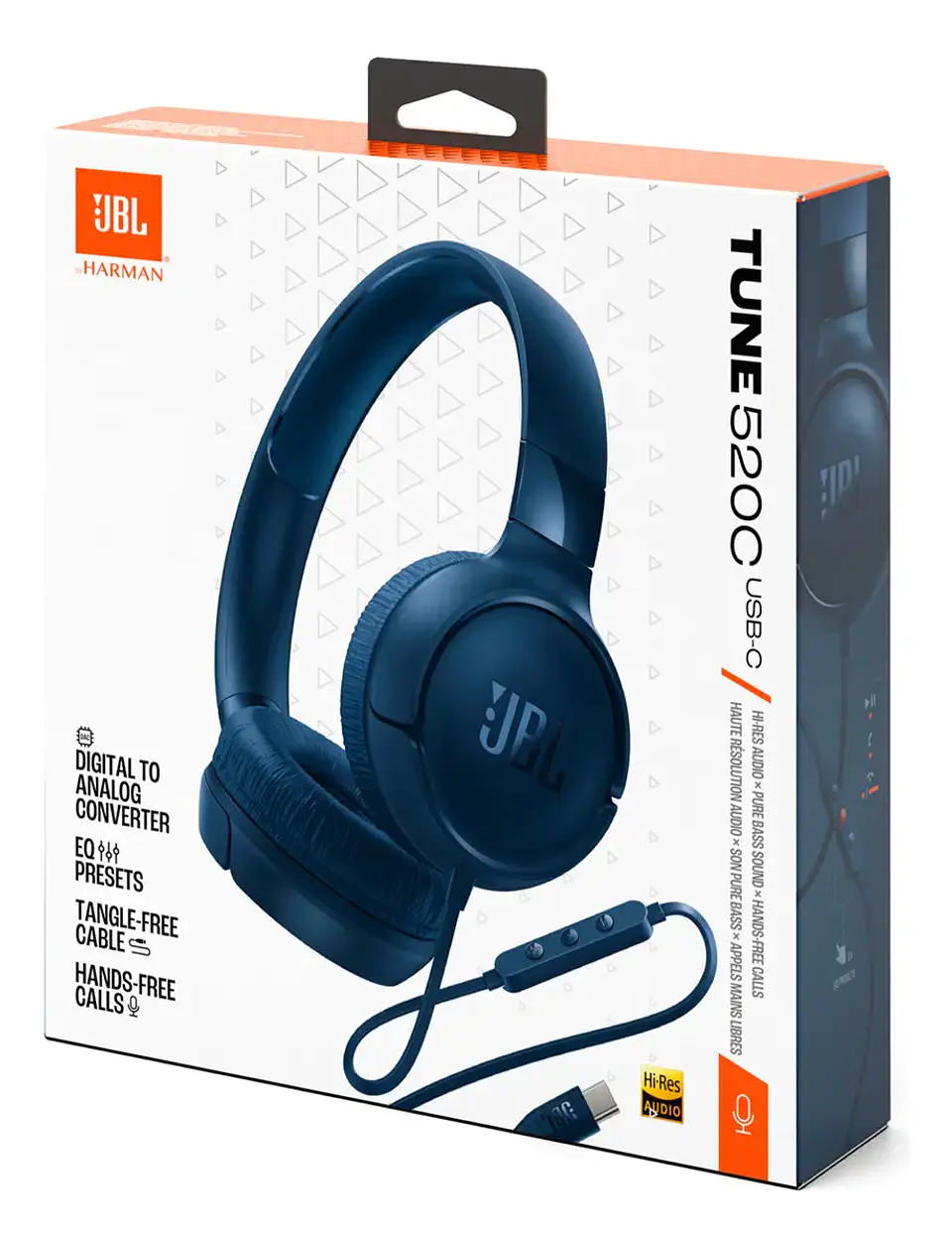 Audífonos Cableados JBL Tune 520C USB-C On-Ear Hi-Res Pure Bass con Micrófono y Control 17