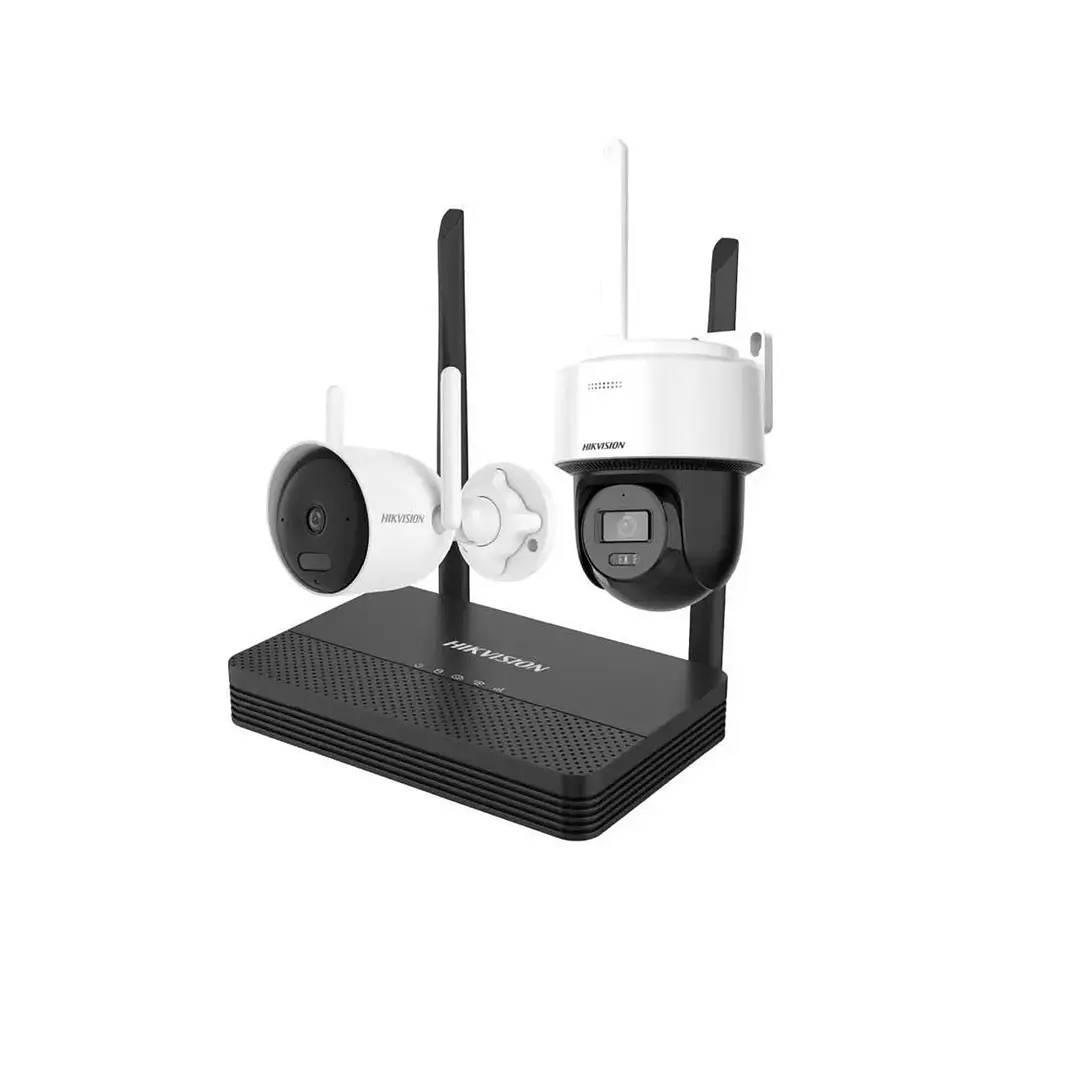 Kit de Seguridad Hikvision NKS422WBPH 2MP WiFi con Cámara Bullet, Domo PT, Audio Bidireccional y NVS de 4 Canales 1