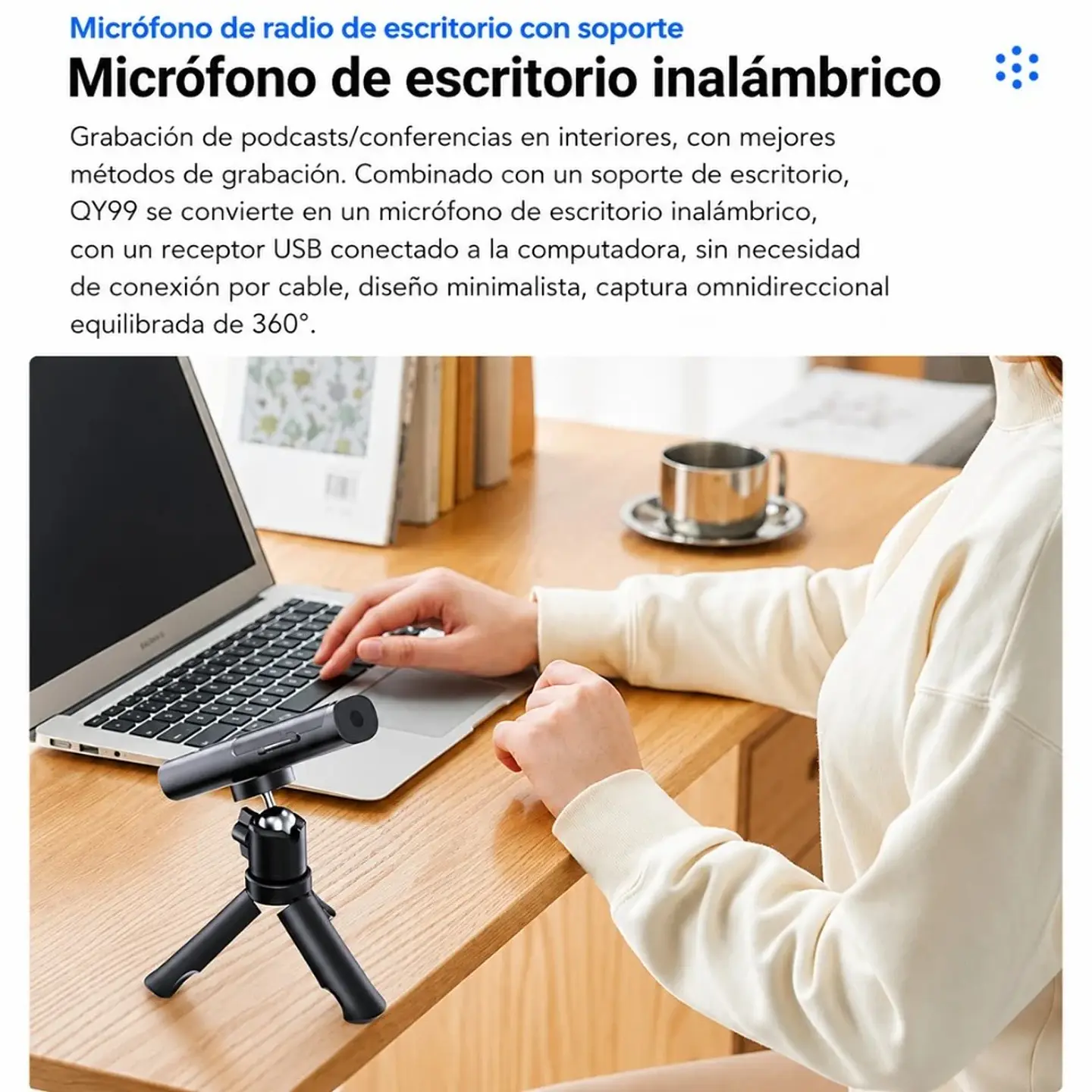 Micrófono Inalámbrico Doble 7019 USB-C con Base de Carga Reducción de Ruido con Estuche 7