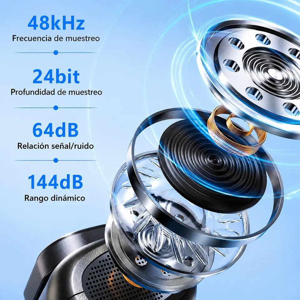 Micrófono Inalámbrico Doble 7019 USB-C con Base de Carga Reducción de Ruido con Estuche 2