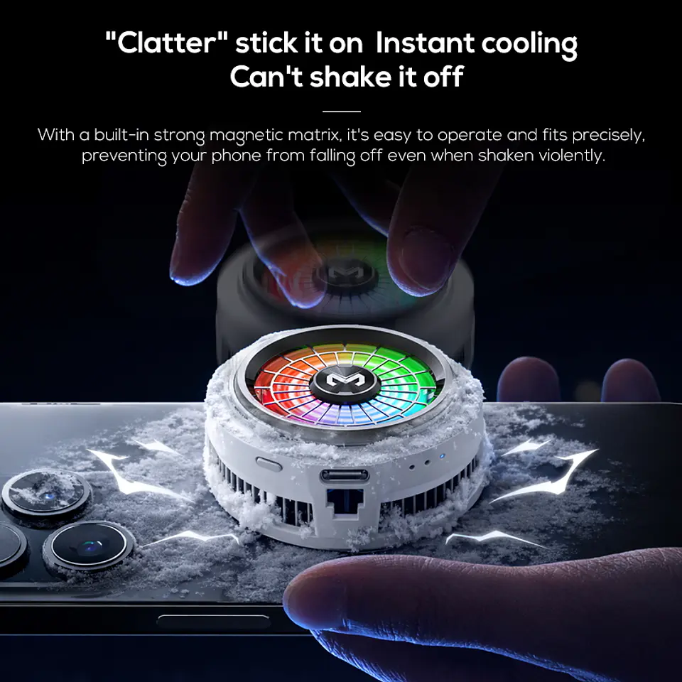 Cooler Gamer Celular MEMO CX20 Magnético Semiconductor 10W RGB USB-C 5500RPM Clip Para iPhone Android 6