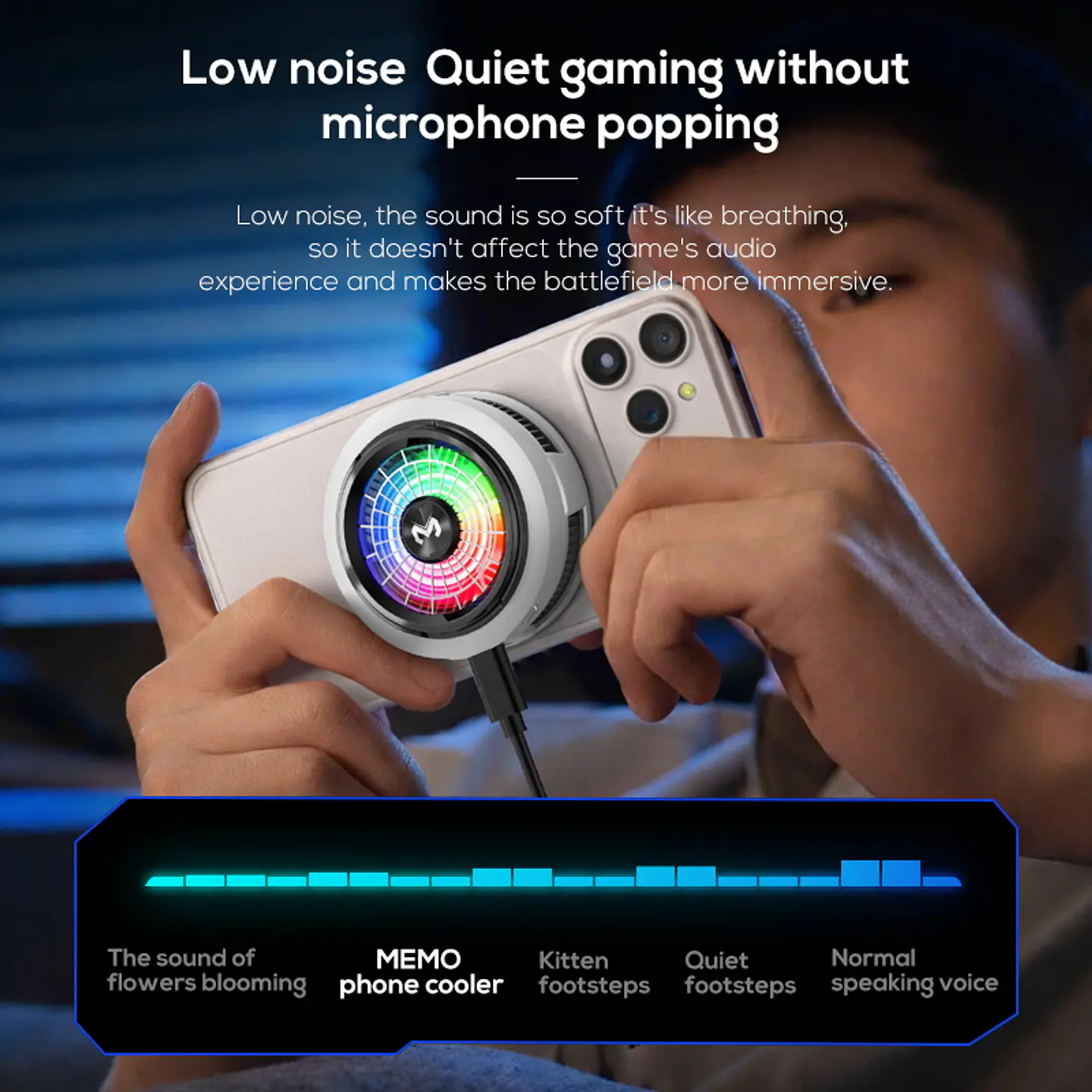 Cooler Gamer Celular MEMO CX20 Magnético Semiconductor 10W RGB USB-C 5500RPM Clip Para iPhone Android 7