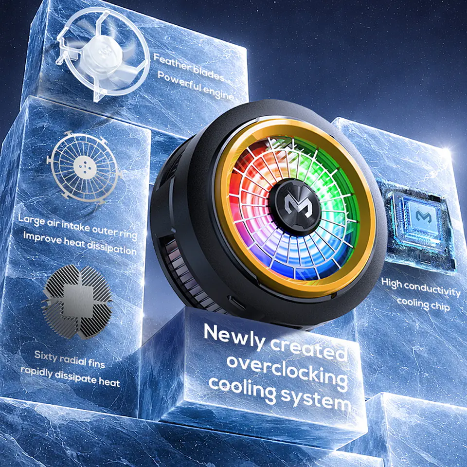 Cooler Gamer Celular MEMO CX20 Magnético Semiconductor 10W RGB USB-C 5500RPM Clip Para iPhone Android 9