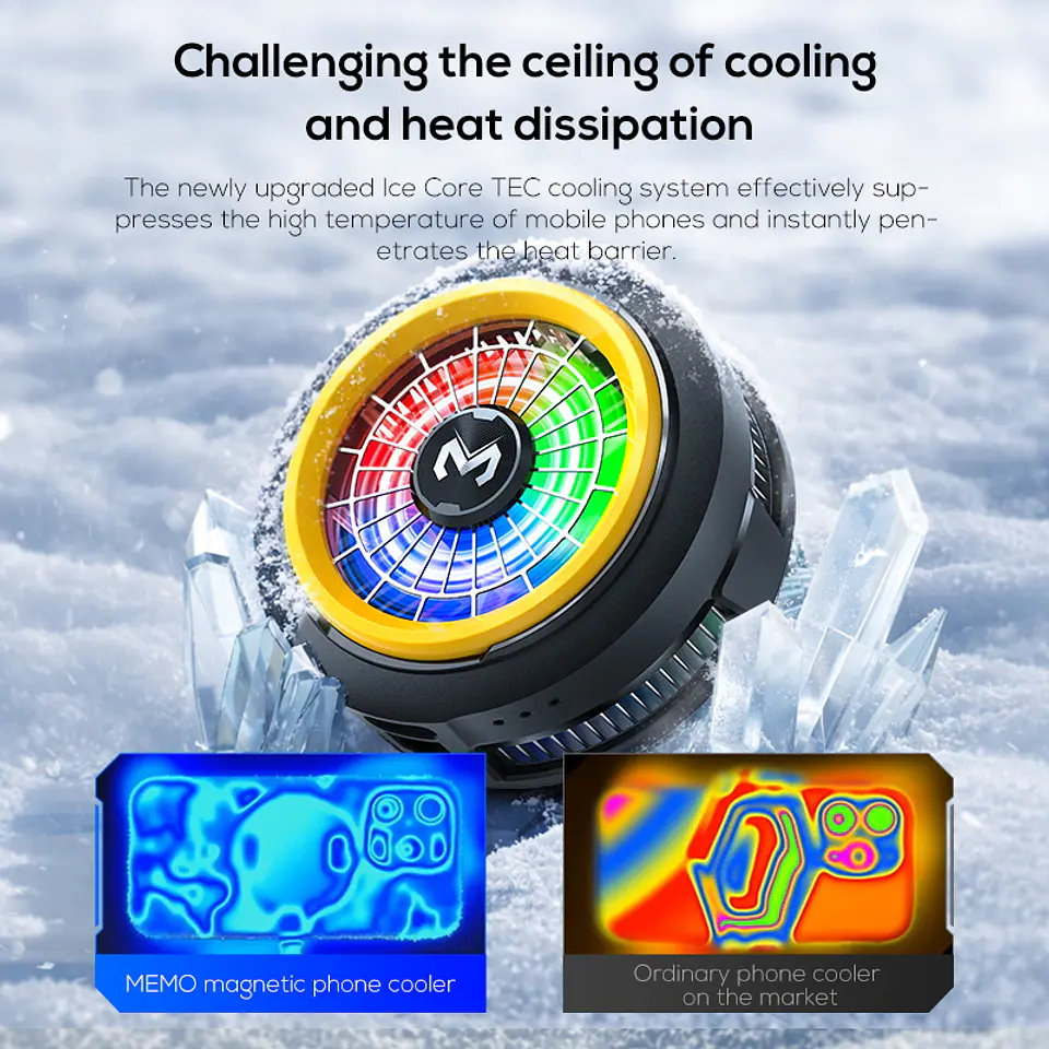 Cooler Gamer Celular MEMO CX20 Magnético Semiconductor 10W RGB USB-C 5500RPM Clip Para iPhone Android 16