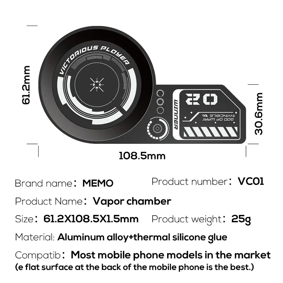 Placa Disipadora Magnética Memo VC01 Para Cooler Gamer Celular Refrigeración Smartphone 7