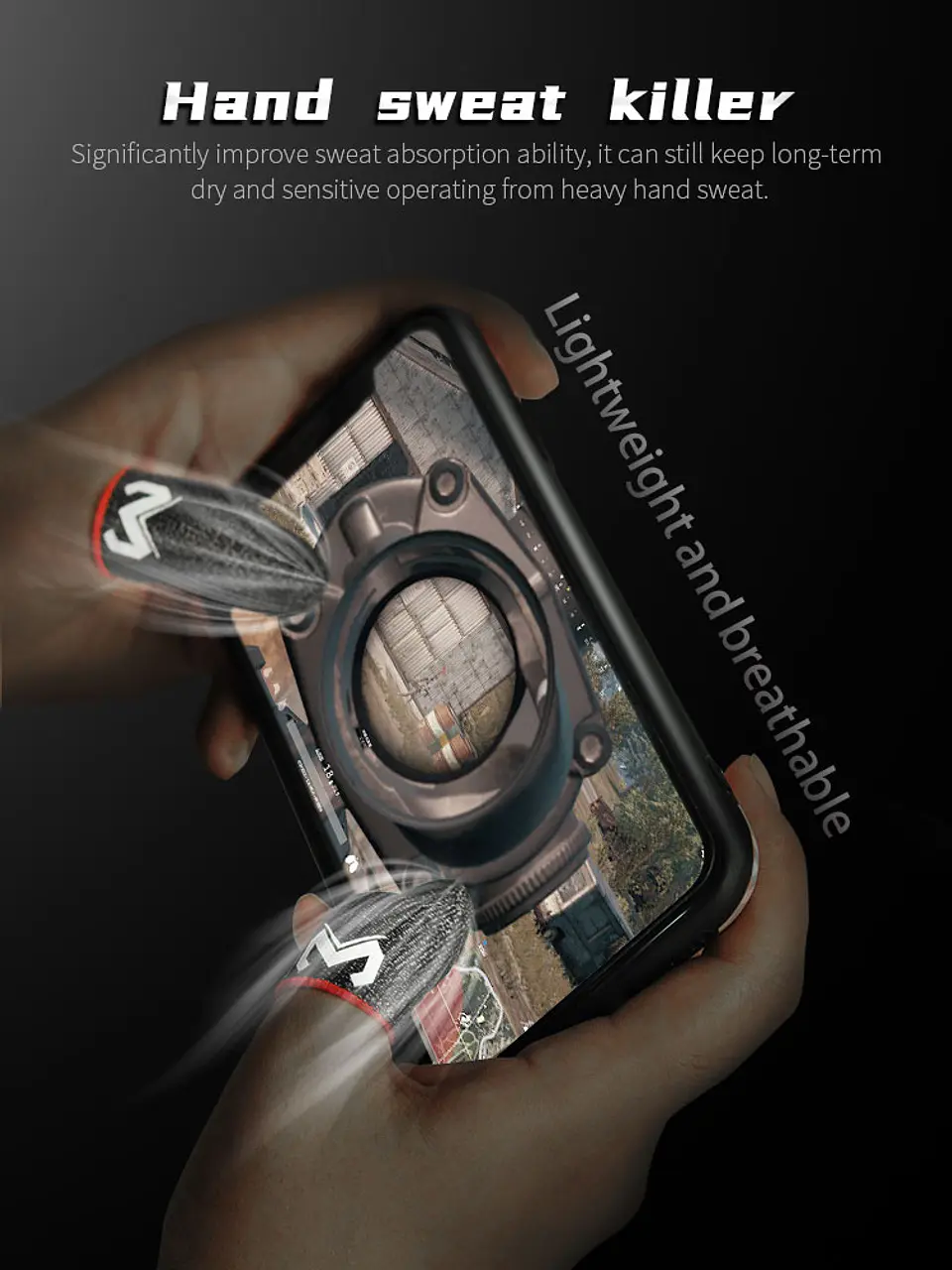 Dedales Gamer Memo FS01 Para Celular Antisudor Touchscreen Fibra Plata PUBG COD Free Fire 2