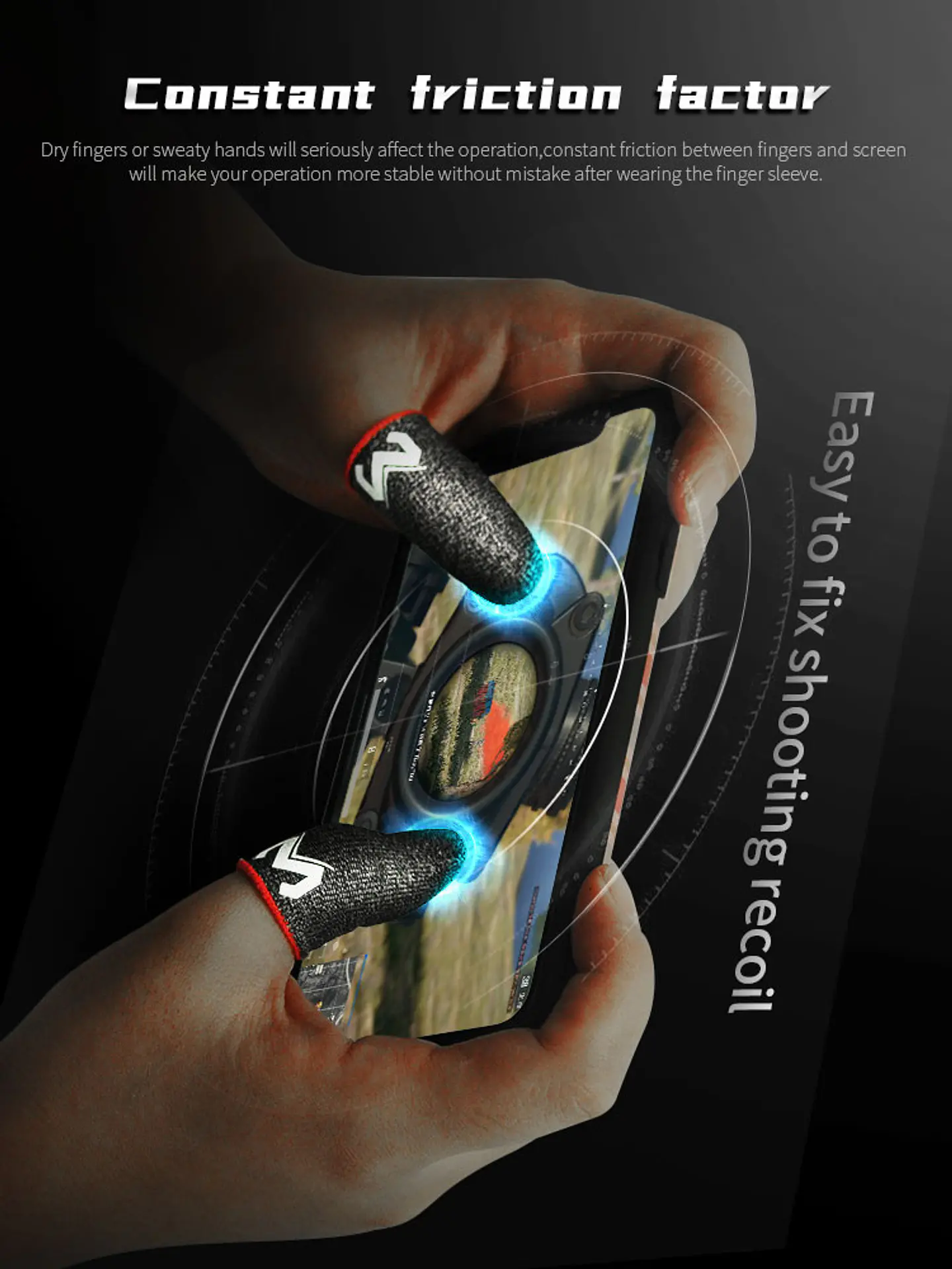 Dedales Gamer Memo FS01 Para Celular Antisudor Touchscreen Fibra Plata PUBG COD Free Fire 6