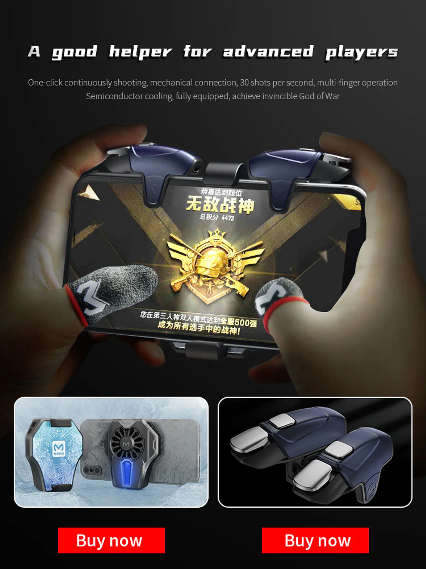 Dedales Gamer Memo FS01 Para Celular Antisudor Touchscreen Fibra Plata PUBG COD Free Fire 10