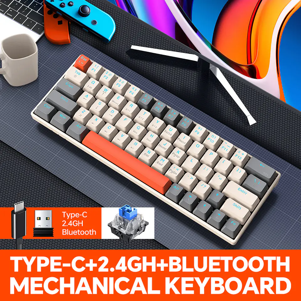 Teclado Mecánico Gamer T-WOLF T30 RGB 63 Teclas Bluetooth/USB  8