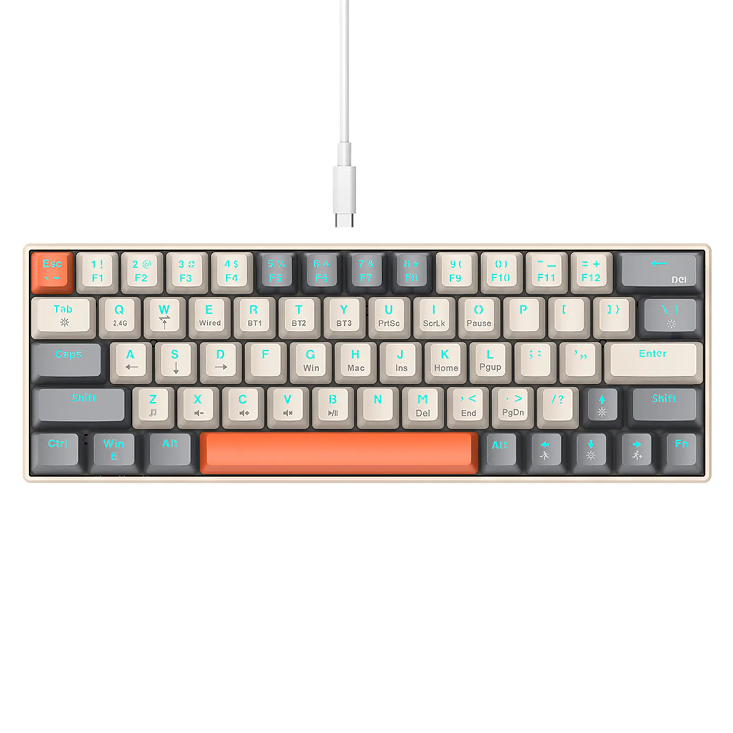 Teclado Mecánico Gamer T-WOLF T30 RGB 63 Teclas Bluetooth/USB  3