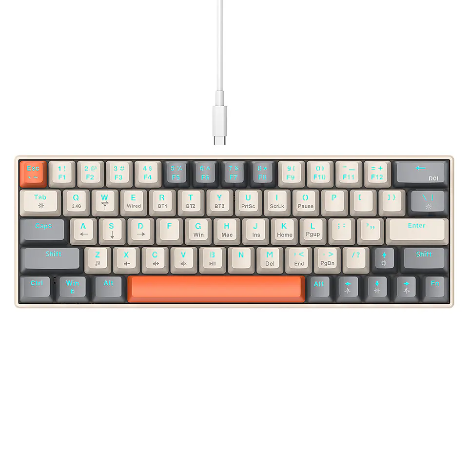 Teclado Mecánico Gamer T-WOLF T30 RGB 63 Teclas Bluetooth/USB  3