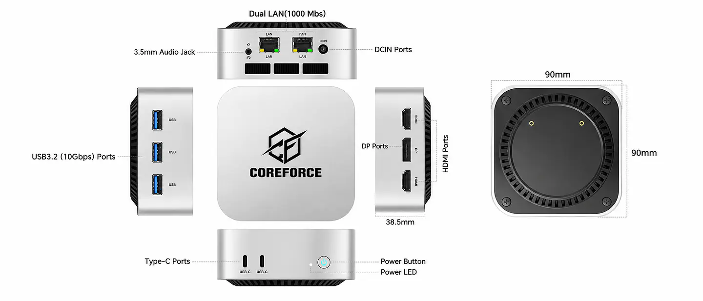 Mini PC CoreForce MINI S Intel N150 12GB RAM 512GB SSD 2