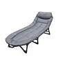 Catre Cama de Camping Plegable Acolchado Reclinable 190x70 cm Gris - Miniatura 1