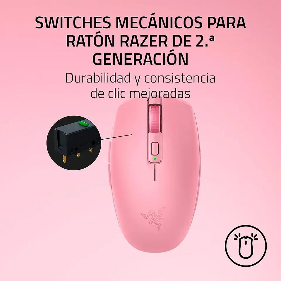 Mouse Gamer Razer Orochi V2 Quartz Rosa Inalámbrico Bluetooth 2.4GHz 18000 DPI 3