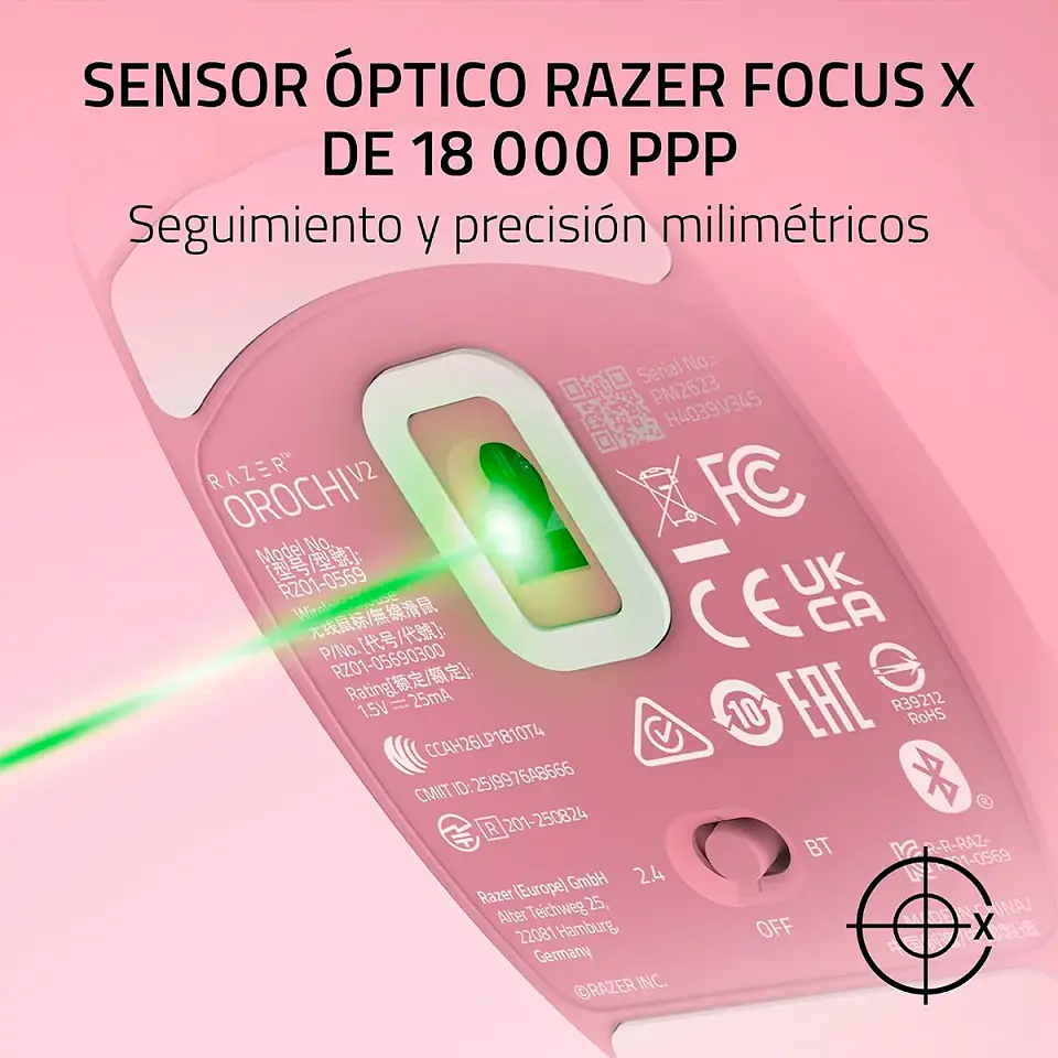 Mouse Gamer Razer Orochi V2 Quartz Rosa Inalámbrico Bluetooth 2.4GHz 18000 DPI 5