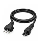 Cable de Poder para Notebook Enchufe Chileno 3 Pines a IEC C5 Tipo Trébol Negro - Miniatura 1