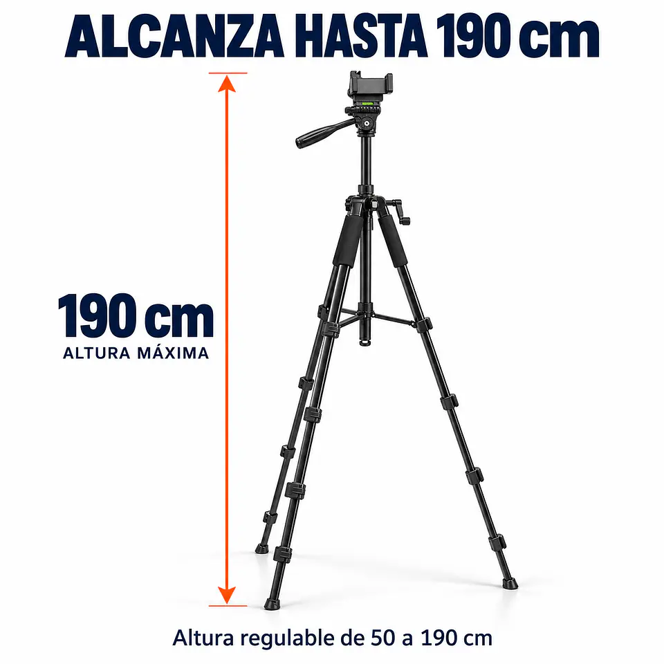 Trípode Metálico CoreForce para Cámaras y Celulares | 50–190 cm 2