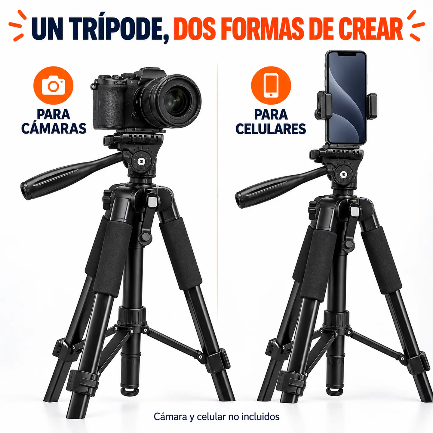Trípode Metálico CoreForce para Cámaras y Celulares | 50–190 cm 3