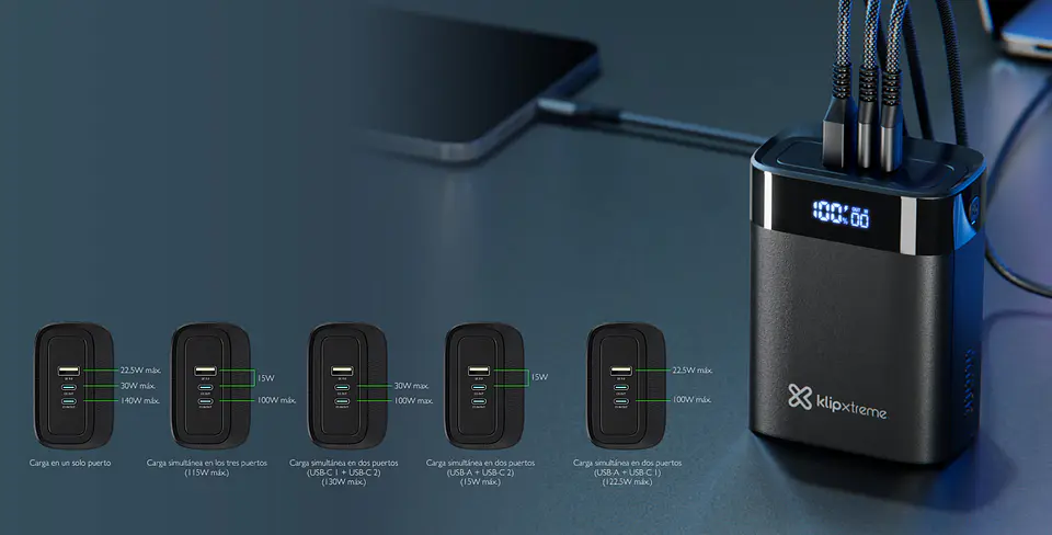 Power Bank Klip Xtreme PowerCell KPB-850 30.000 mAh 140W para Notebook 6