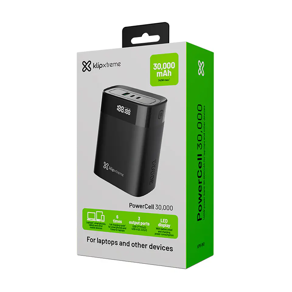 Power Bank Klip Xtreme PowerCell KPB-850 30.000 mAh 140W para Notebook 5