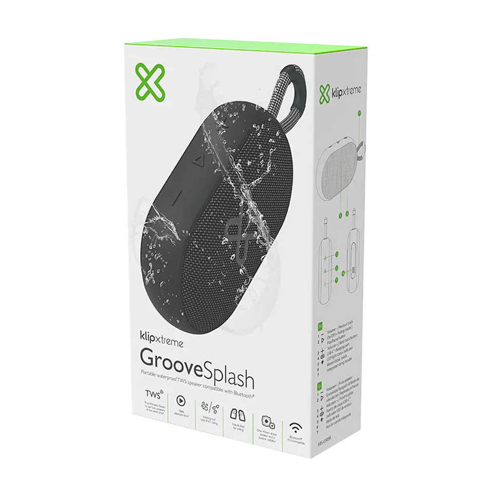 Parlante Bluetooth Klip Xtreme GrooveSplash KBS-030 6W IPX7 con TWS 2