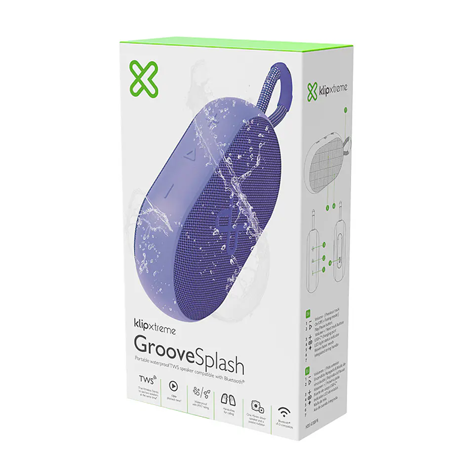 Parlante Bluetooth Klip Xtreme GrooveSplash KBS-030 6W IPX7 con TWS 3