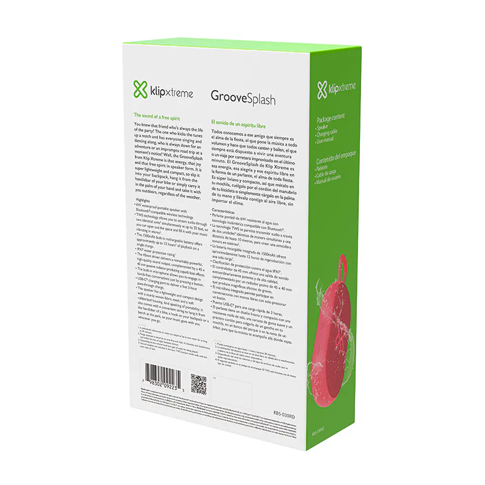 Parlante Bluetooth Klip Xtreme GrooveSplash KBS-030 6W IPX7 con TWS 5