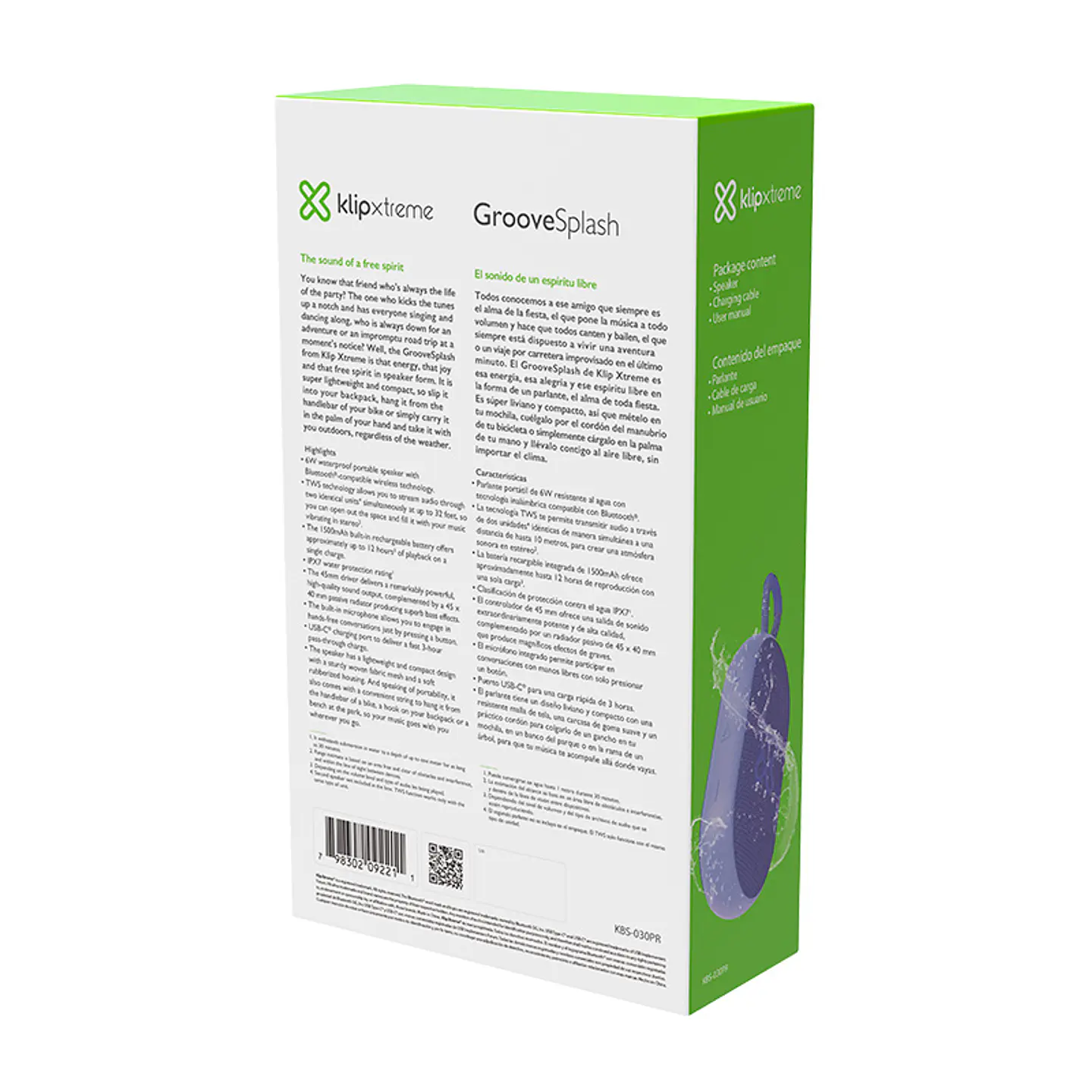 Parlante Bluetooth Klip Xtreme GrooveSplash KBS-030 6W IPX7 con TWS 6