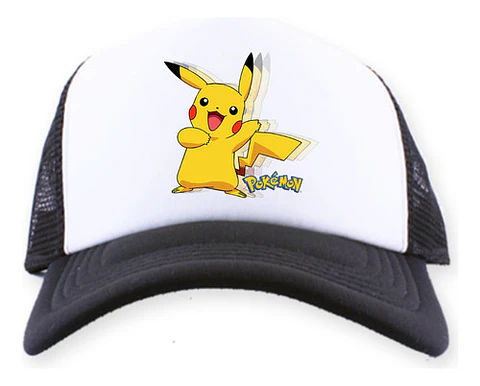 Jockey Negro Personalizado Pikachu Pokemon Gorra Gorro