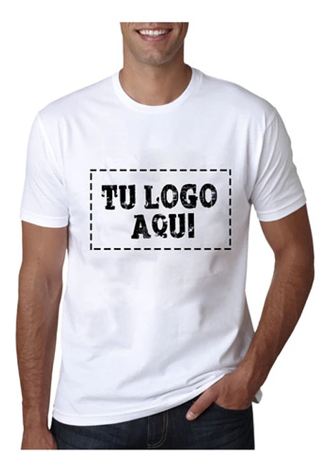 Polera Blanca Tu Logo Aqui Personalizada Franela Camiseta