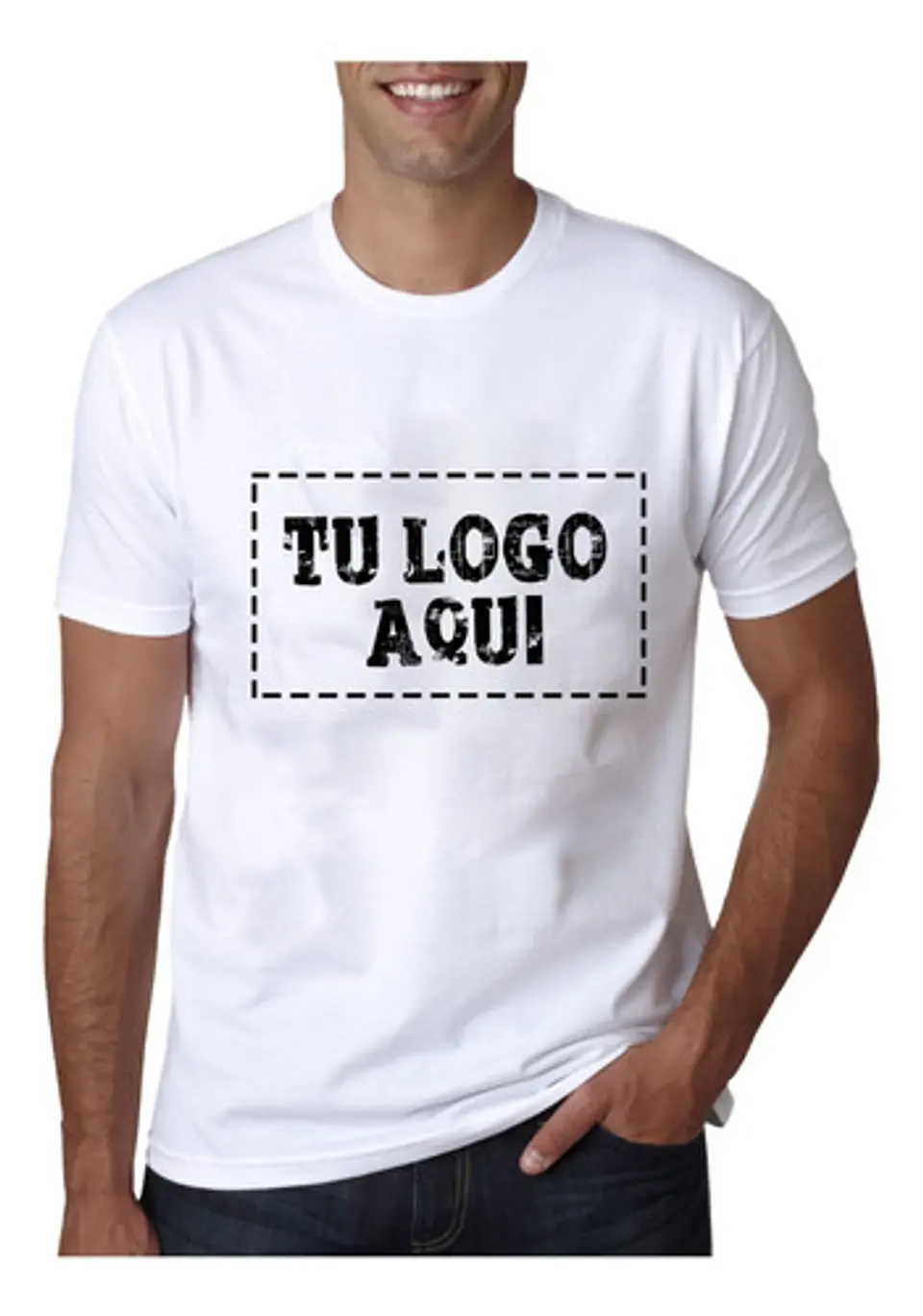 Polera Blanca Tu Logo Aqui Personalizada Franela Camiseta 1