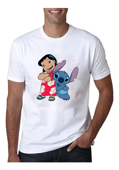 Polera Personalizada Lilo Y Stitch Blanca Franela Camiseta