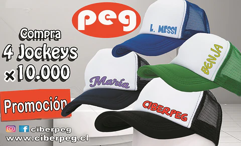 Pack de 4 Jockeys Personalizados con nombre Gorro Gorra 